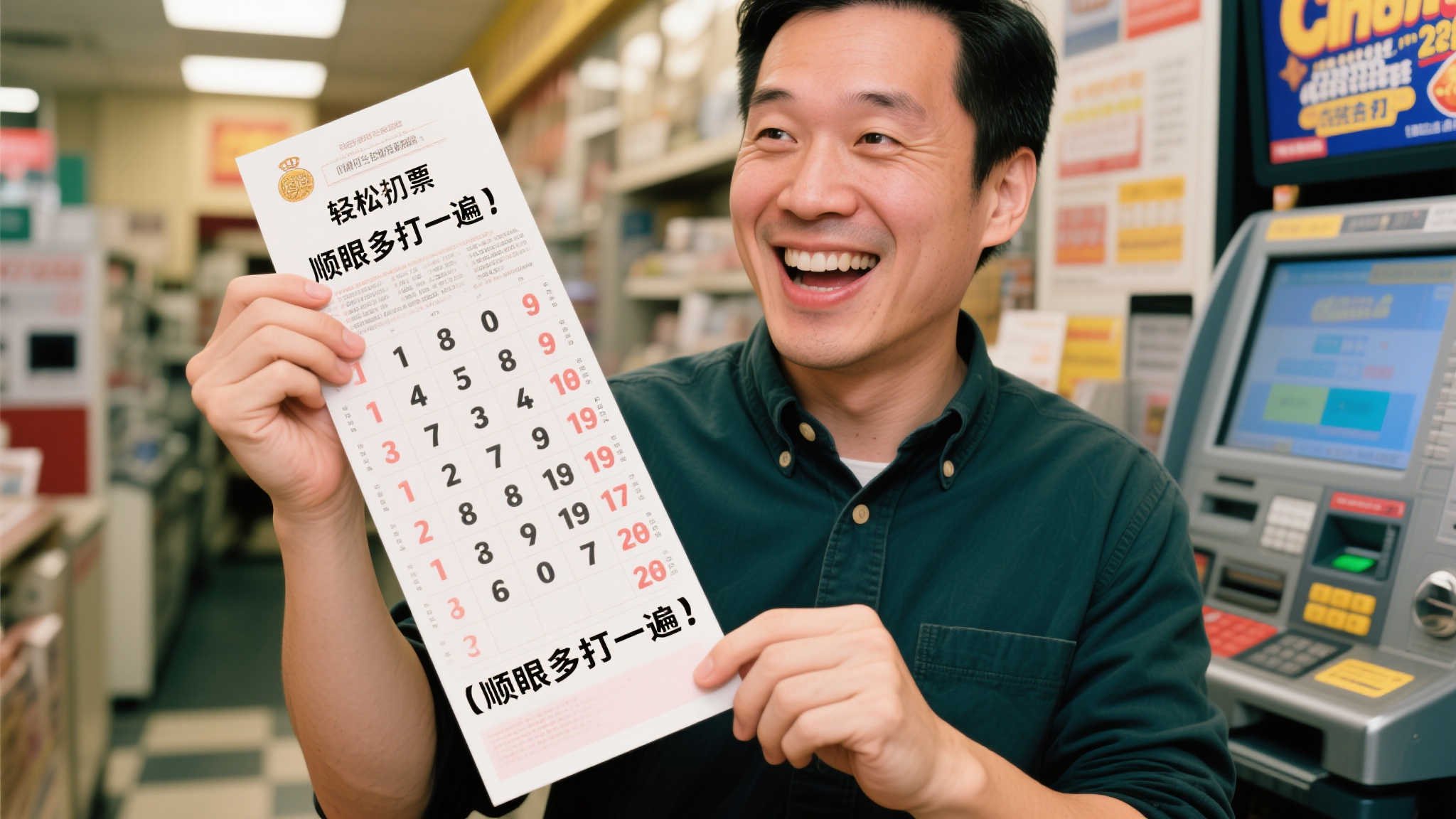 男子机选体彩号码觉得顺眼多打一次，竟中双倍500万大奖