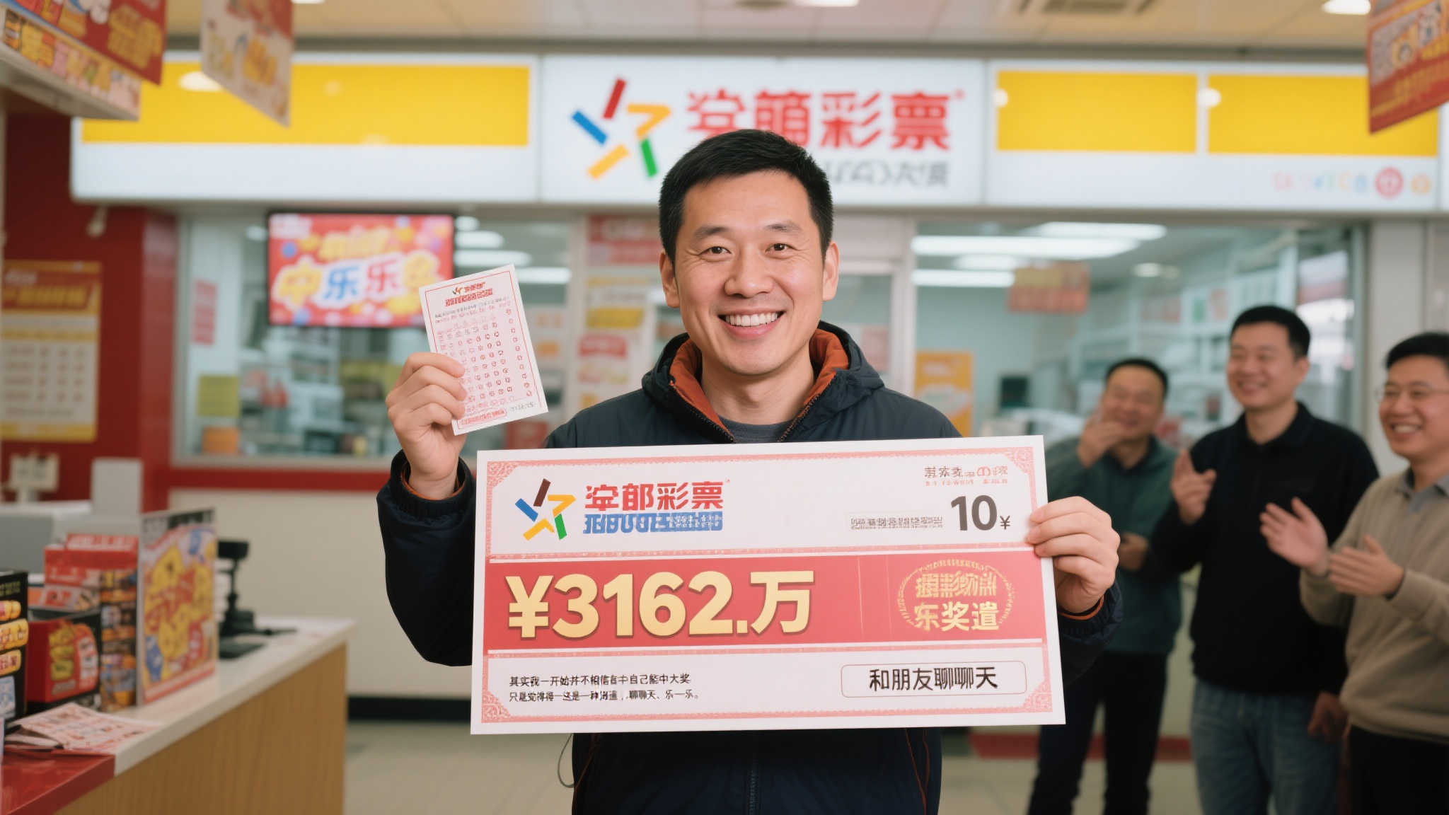 男子受朋友启发买彩票，10元喜中双色球3162万大奖
