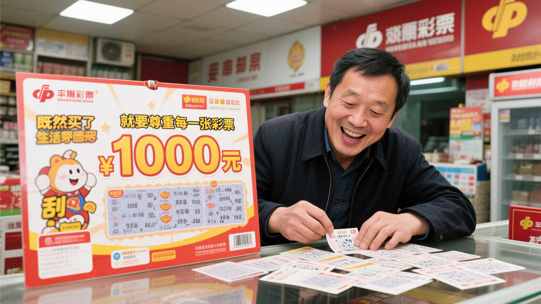 男子喜中福彩百万大奖 淡然刮完整本彩票