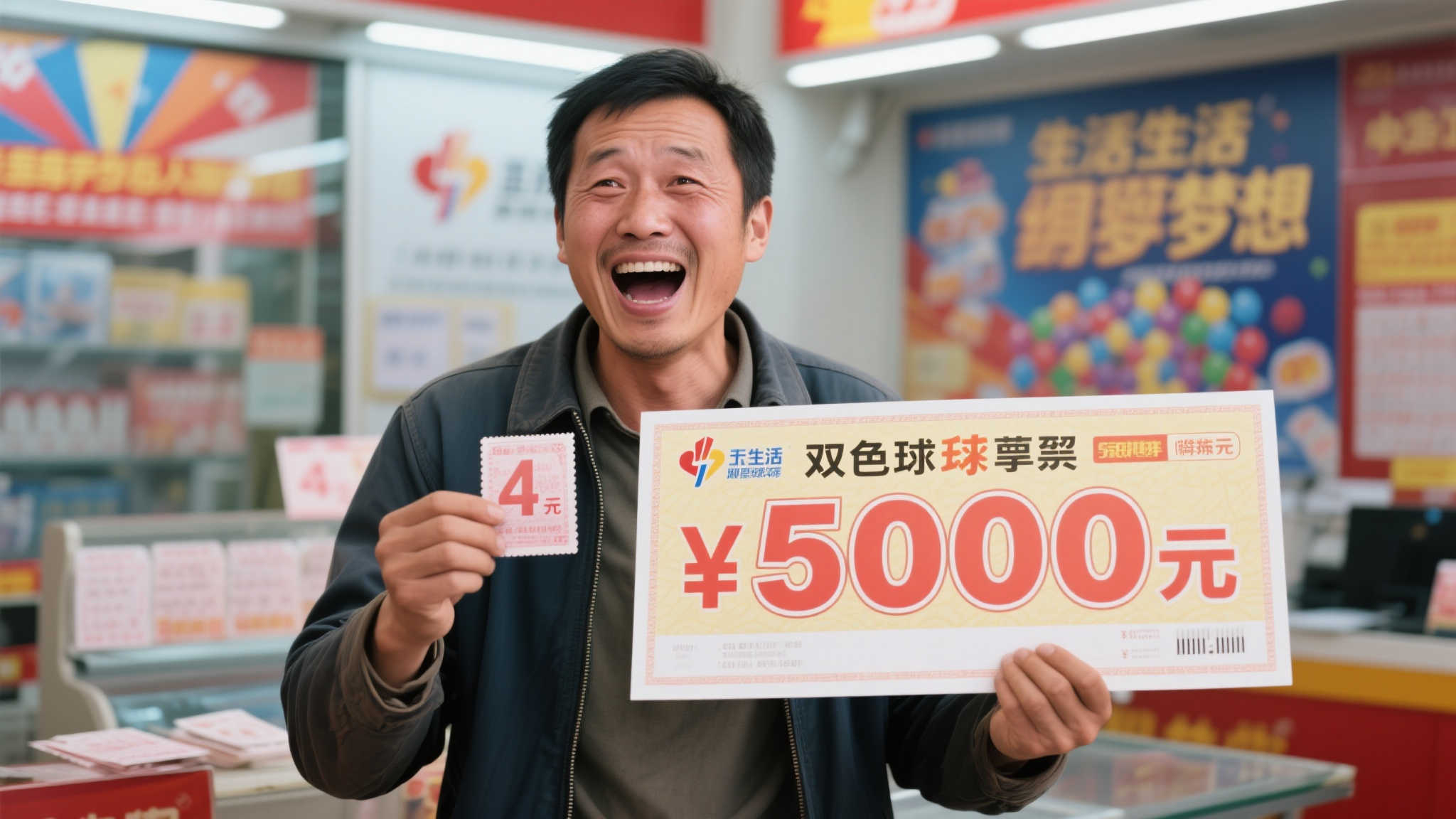 务工男子仅花4元喜中双色球500万 兑奖时激动得声音发抖